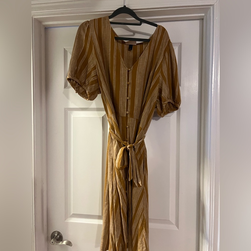 Universal Thread Mustard Striped Midi Dress